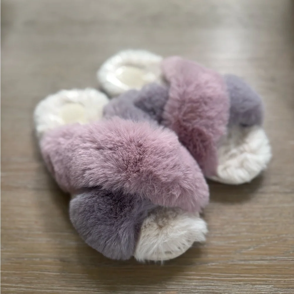 Cat & Jack Pink and Gray Kids Slippers